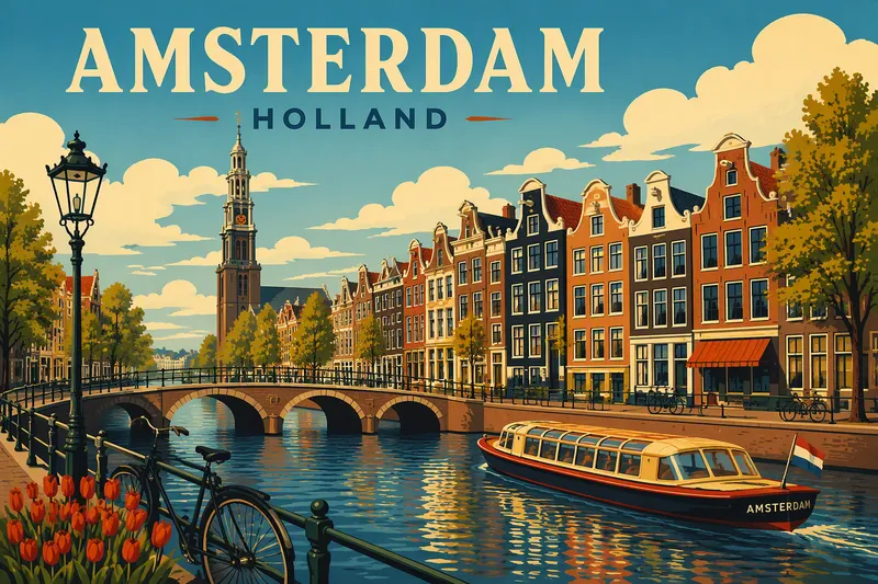 Kanavanäkymä Amsterdamissa vanhoine rakennuksineen Kanavanäkymä Amsterdamissa vanhoine rakennuksineen