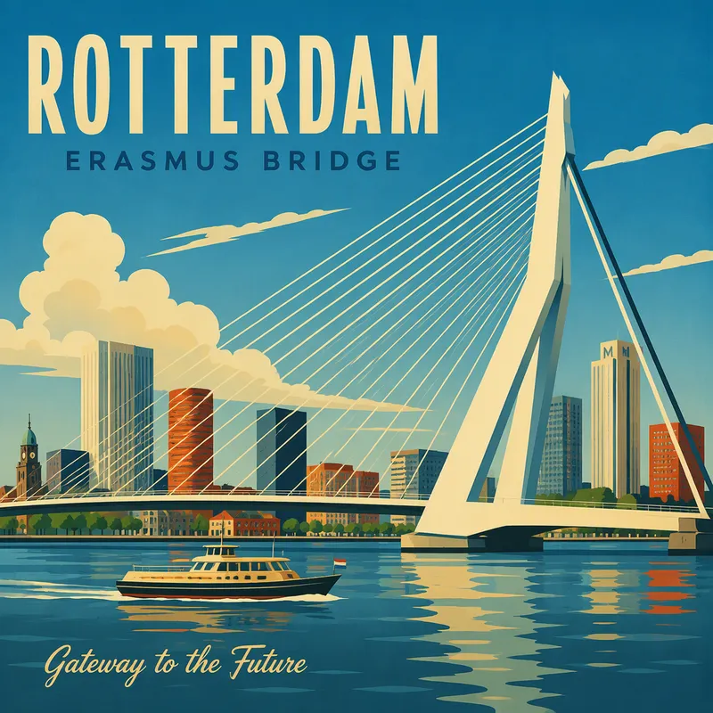 Erasmus-silta Rotterdamissa aurinkoisena päivänä