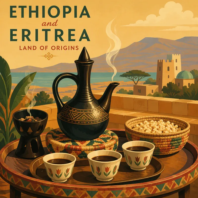 Perinteinen kahvitarjoilu eritrealaiseen tapaan