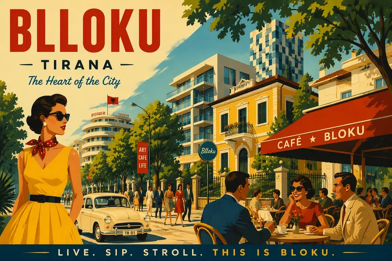 Bllokun eläväinen katu täynnä kahviloita ja ihmisiä