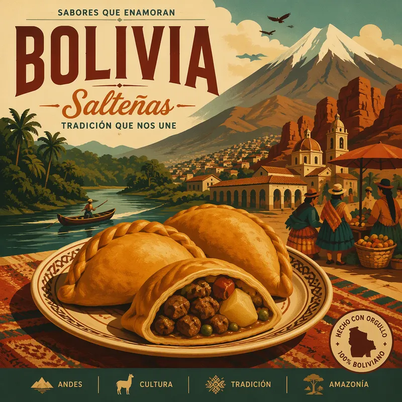 Bolivialaisia salteñas-leivonnaisia lautasella