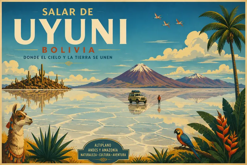 Salar de Uyunin suolatasanko aurinkoisena päivänä