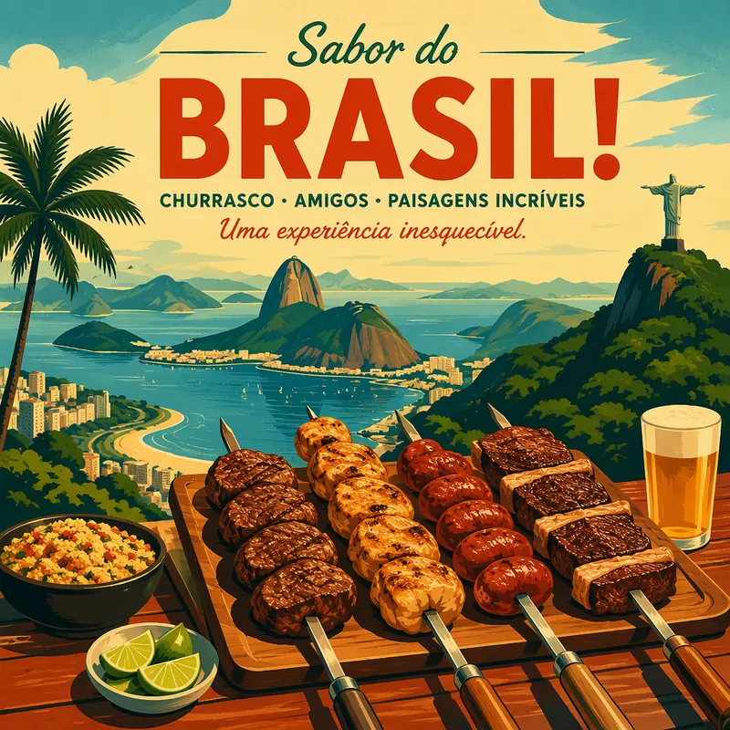 Perinteisiä brasilialaisia grillivartaita ja liharuoan herkkuja