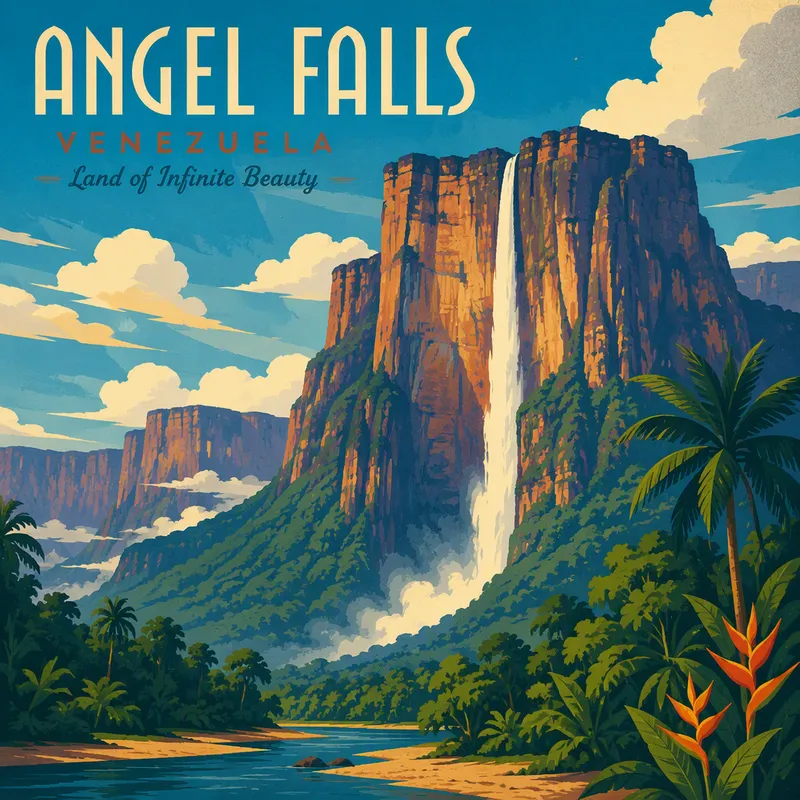 Angel Falls -vesiputous putoaa korkealta jyrkänteeltä alas