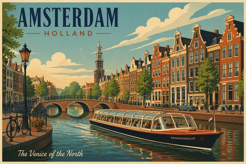 Perinteinen kanavaristeilijä Amsterdamin kanavalla