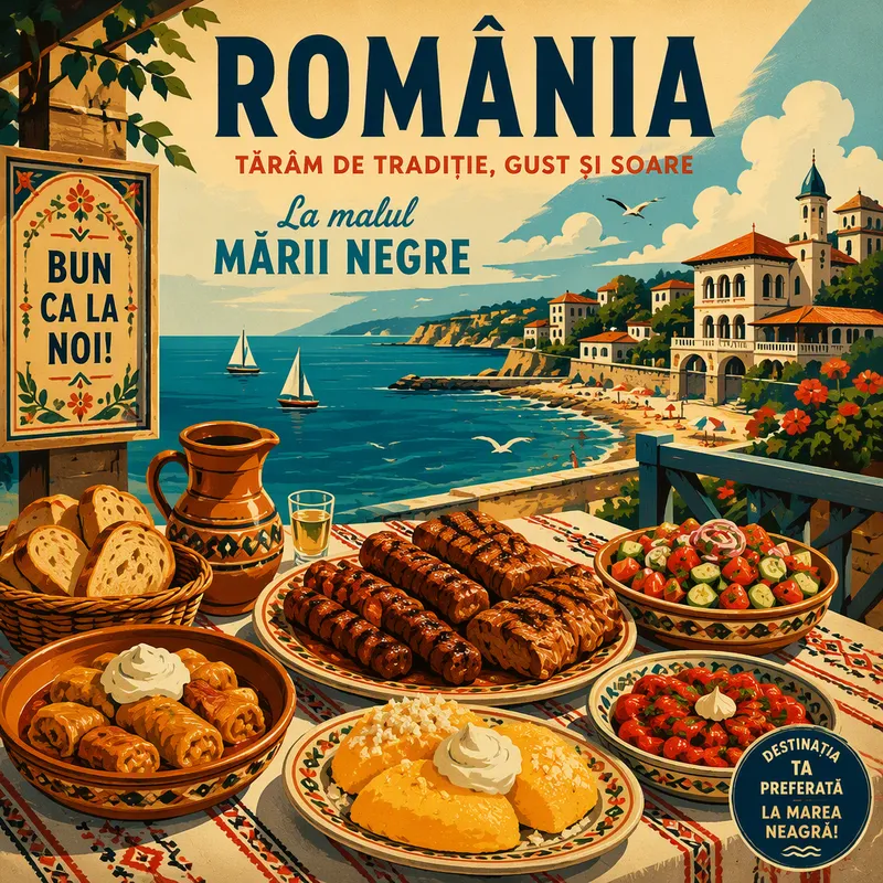 Perinteisiä romanialaisia ruoka-annoksia ravintolassa