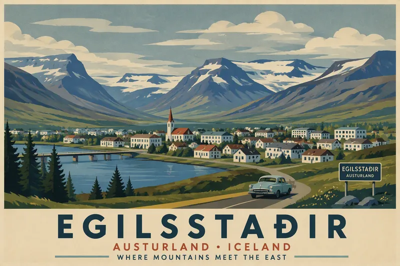 Egilsstaðirin kaupunki ja ympäröivät vuoret