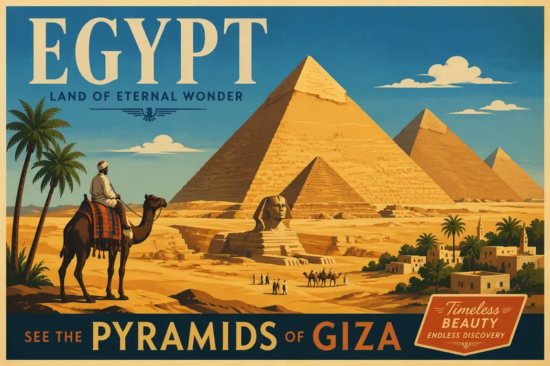 Gizan pyramidit aavikolla kirkkaana päivänä