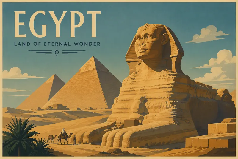 Gizan suuri sfinksi ja pyramidit aavikolla