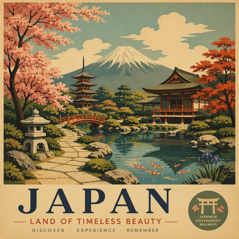 Rauhallinen japanilaistyylinen puutarha kiveyksineen ja lampineen Rauhallinen japanilaistyylinen puutarha kiveyksineen ja lampineen