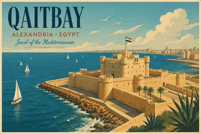 Qaitbayn historiallinen linnoitus Välimeren rannalla Qaitbayn historiallinen linnoitus Välimeren rannalla