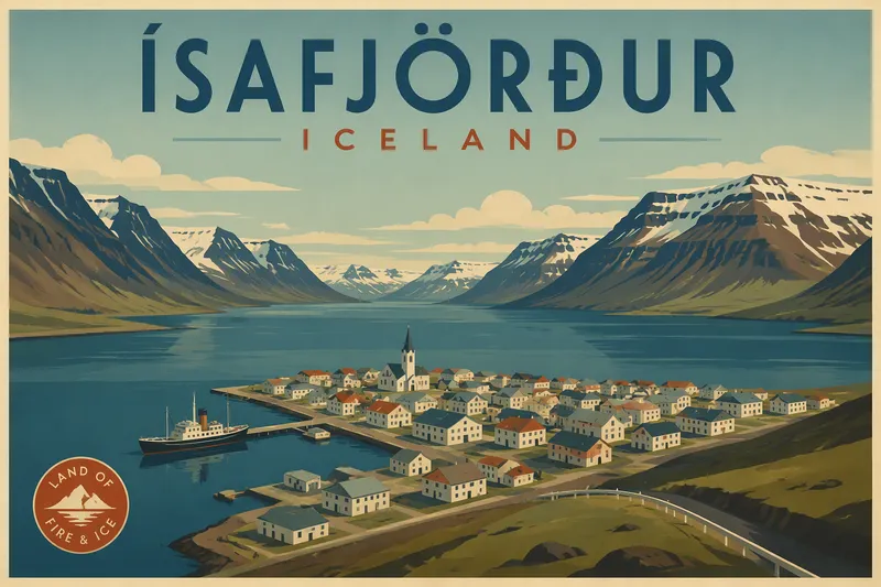 Ísafjörður vuonojen välissä ja vuorten ympäröimänä