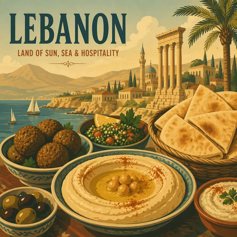 Perinteisiä arabialaisia mezze-ruokia tarjoiltuna pöydässä
