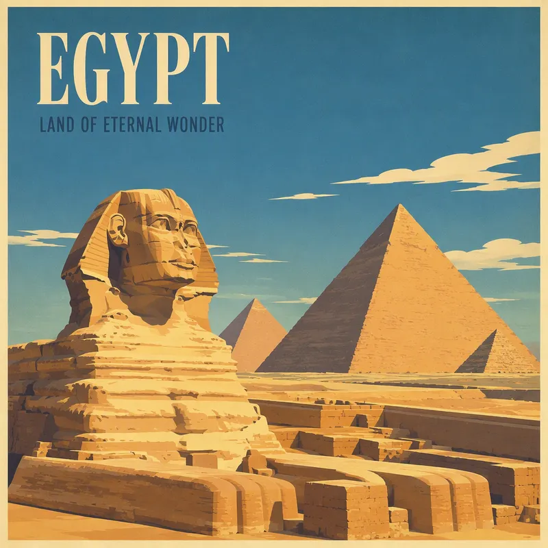 Gizan pyramidit ja Sfinksi aavikolla