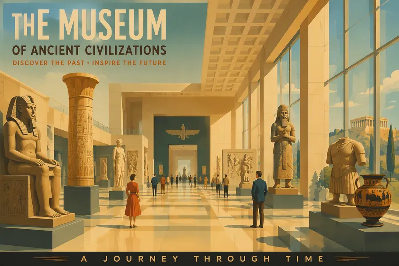 Moderni egyptiläinen museo ja muinaiset patsaat