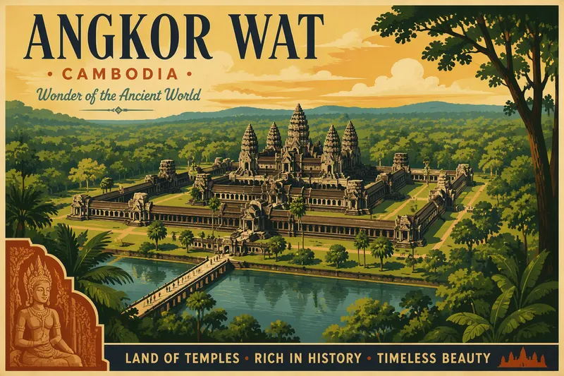 Angkor Watin temppelikompleksi viidakon keskellä