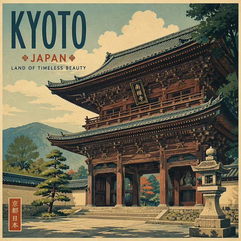 Kencho-ji-temppelin perinteinen ja koristeellinen Sanmon-portti
