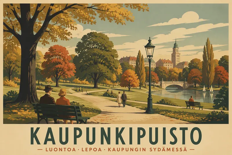 Laaja ja vehreä puisto syksyllä