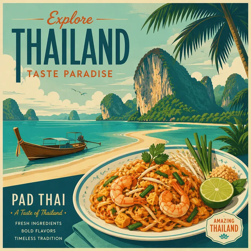 Perinteinen thaimaalainen Pad Thai -nuudeliannos