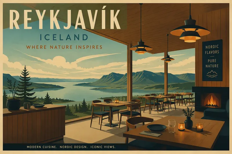 Moderni ravintola Reykjavikissa pohjoismaisella sisustuksella Moderni ravintola Reykjavikissa pohjoismaisella sisustuksella