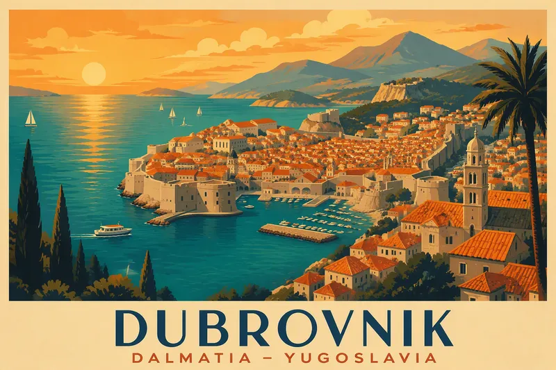 Kroatian rannikkokaupungin punaiset katot ja turkoosi meri