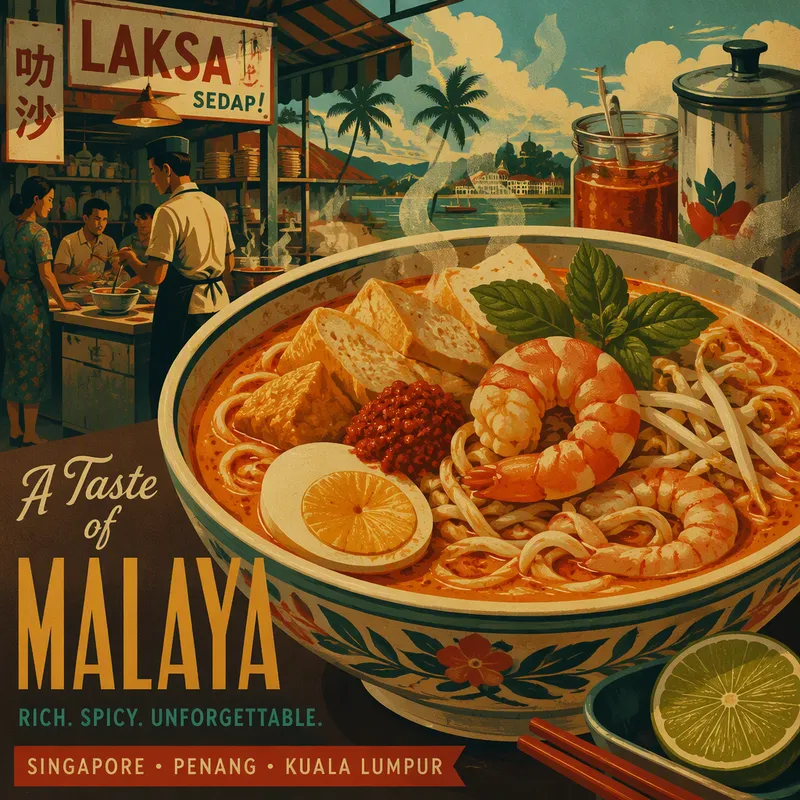 Paikallinen laksa-nuudeliannos kulhossa Paikallinen laksa-nuudeliannos kulhossa