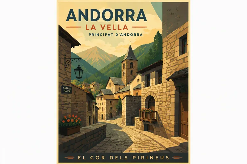 Andorra la Vellan vanhan kaupungin kapeat mukulakivikadut