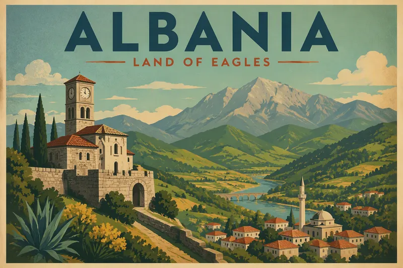 Albanian kumpuilevat maisemat ja vuoret