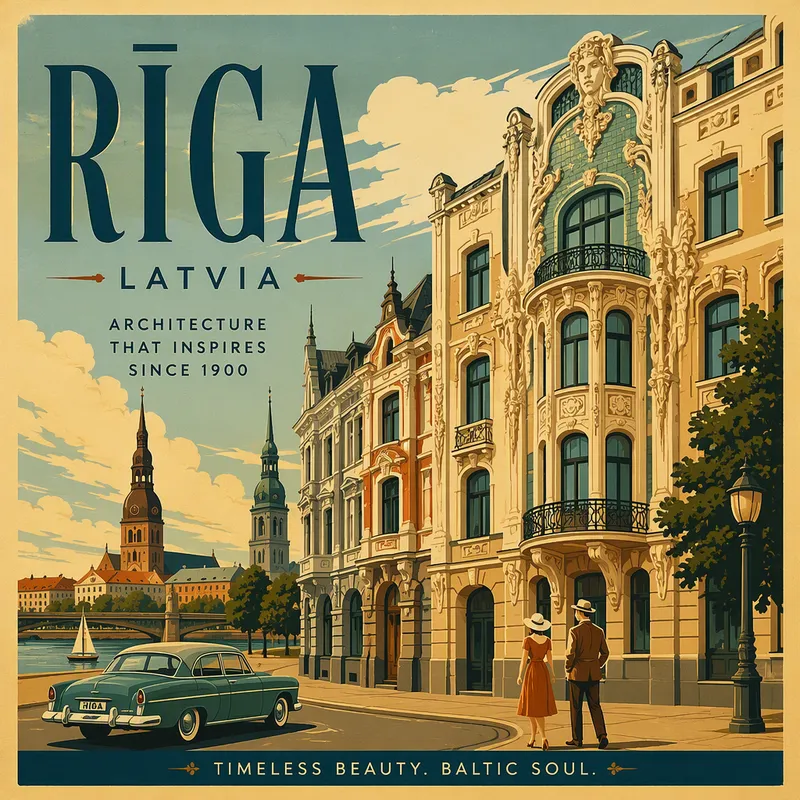 Riian jugend-tyylinen arkkitehtuuri ja yksityiskohtaiset julkisivut