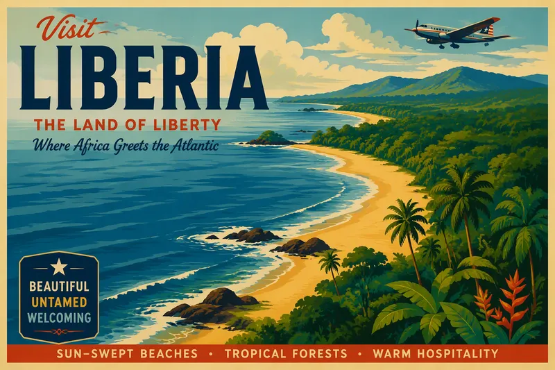 Liberian rannikkoa ja trooppista metsää
