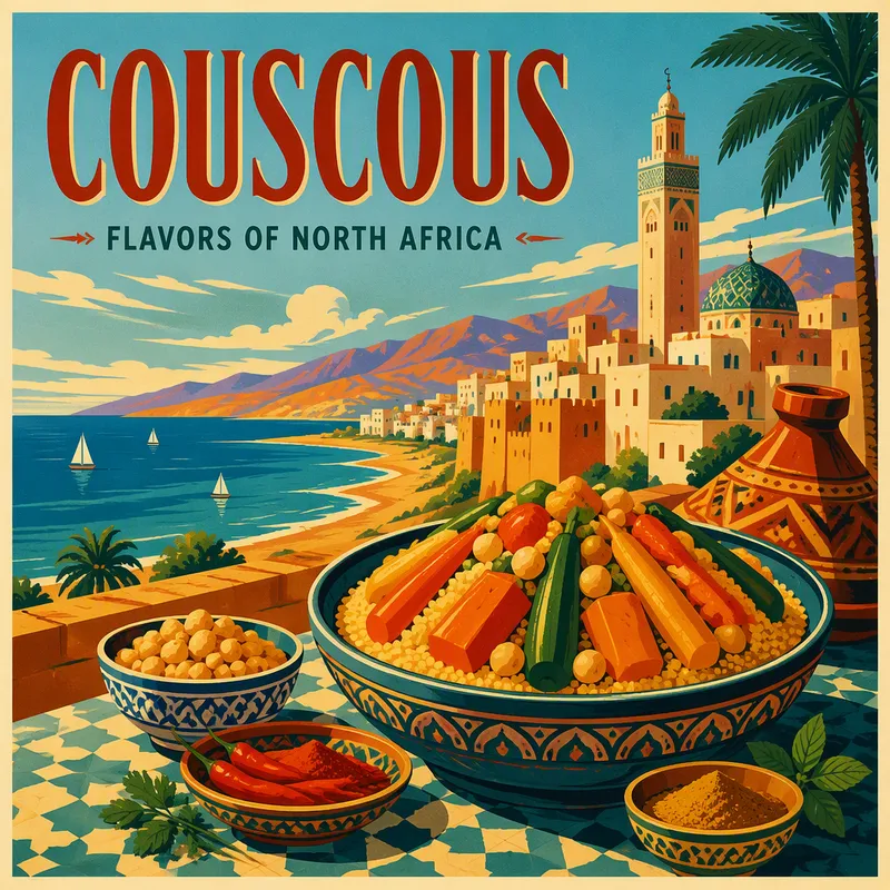Perinteistä couscous-ruokaa tarjoiltuna kulhosta