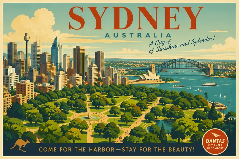 Sydneyn vehreä puisto kaupungin keskustassa