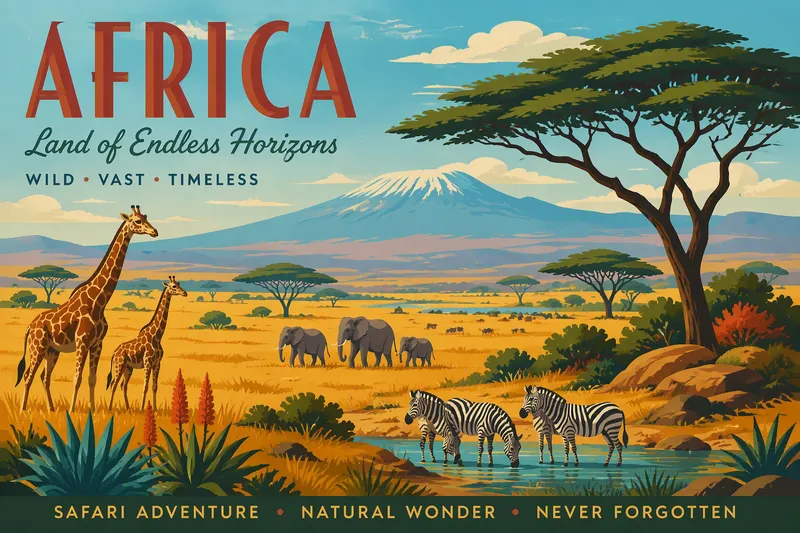 Afrikan savannin laaja maisema