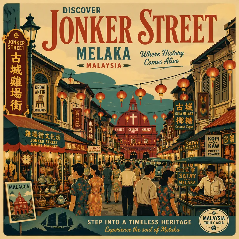 Vilkas iltatori Jonker Streetillä värikkäiden lyhtyjen alla Vilkas iltatori Jonker Streetillä värikkäiden lyhtyjen alla
