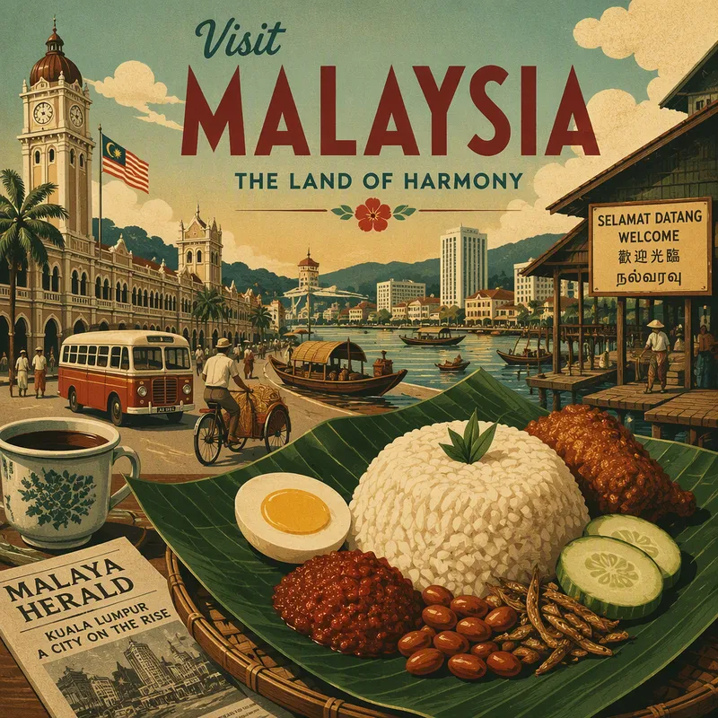Perinteinen malaijilainen Nasi Lemak -annos banaaninlehdellä Perinteinen malaijilainen Nasi Lemak -annos banaaninlehdellä