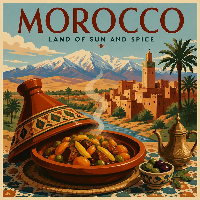 Perinteinen marokkolainen tagine-ruoka saviastiassa