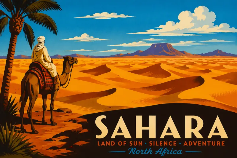 Saharan aavikko ja kultaiset hiekkadyynit