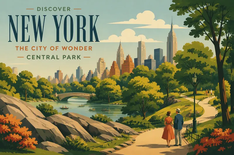 Vehreä puistomaisema New Yorkissa kumpuilevassa maastossa Vehreä puistomaisema New Yorkissa kumpuilevassa maastossa