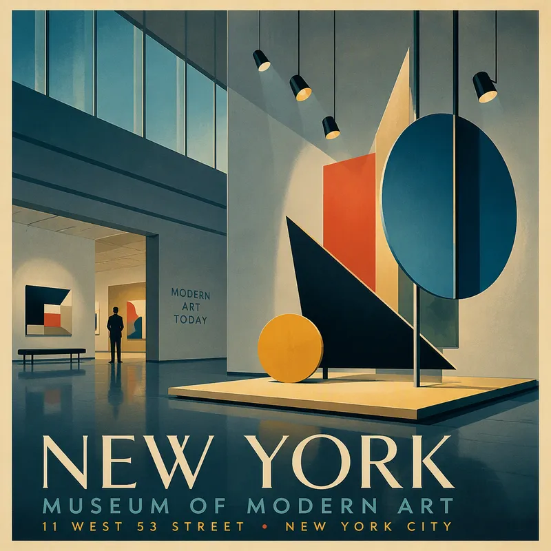 Abstrakti taideinstallaatio museon galleriassa