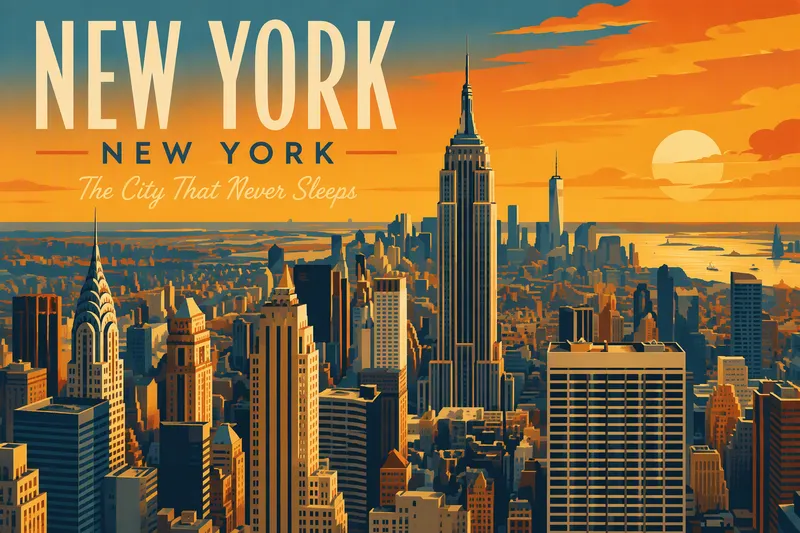 New Yorkin ikoninen siluetti auringonlaskun aikaan New Yorkin ikoninen siluetti auringonlaskun aikaan