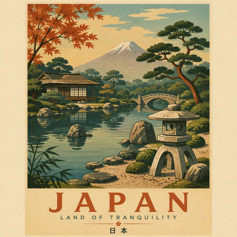 Perinteinen japanilainen puutarha ja rauhallinen lampi Perinteinen japanilainen puutarha ja rauhallinen lampi