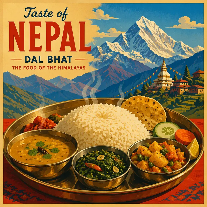 Perinteinen nepalilainen dal bhat -annos lautasella