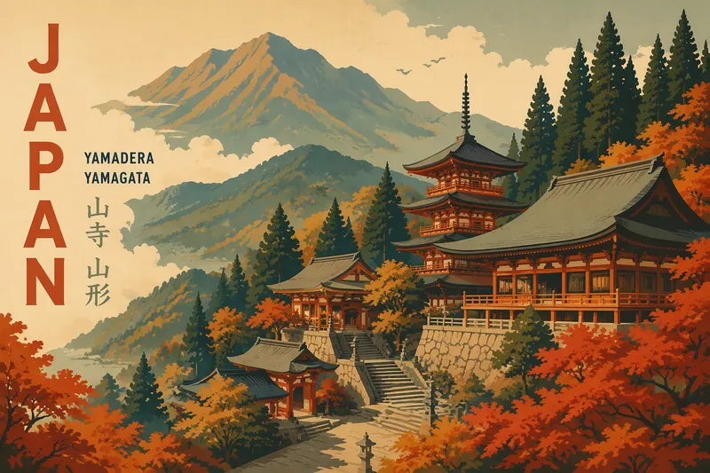 Perinteinen japanilainen temppeli vuoristossa syksyllä