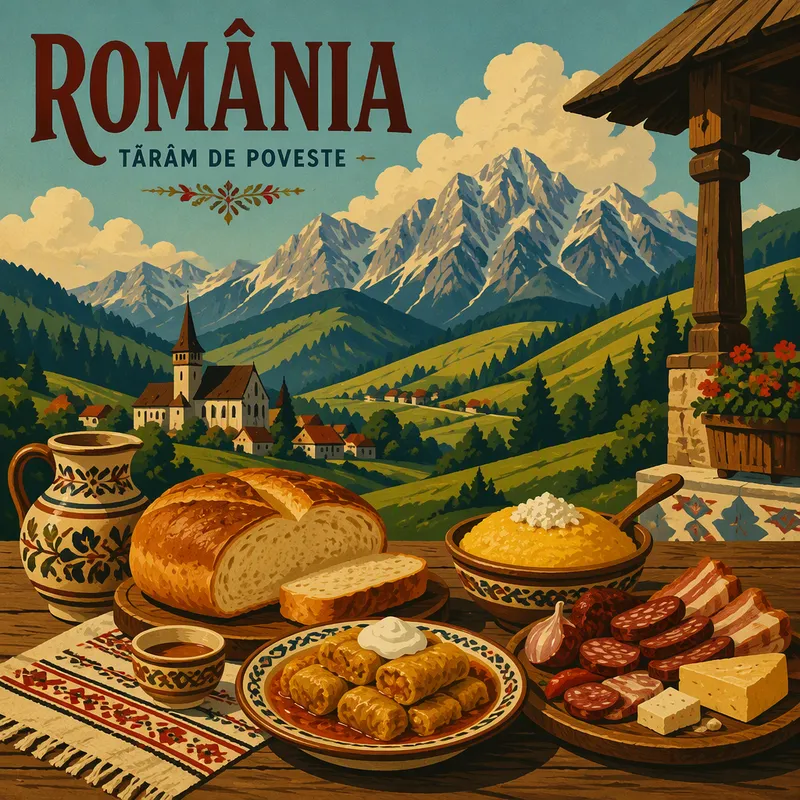 Perinteistä romanialaista ruokaa rustiikkisessa ravintolassa