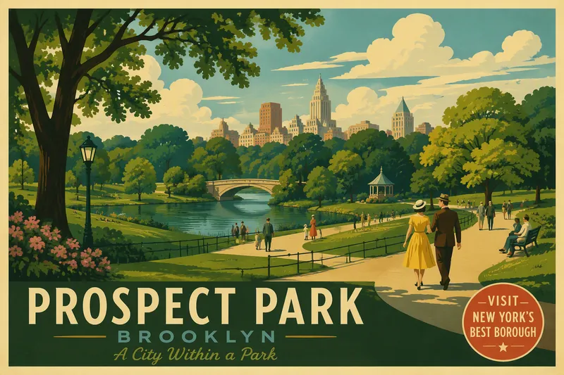 Laaja näkymä vihreään puistoon Brooklynissa Laaja näkymä vihreään puistoon Brooklynissa