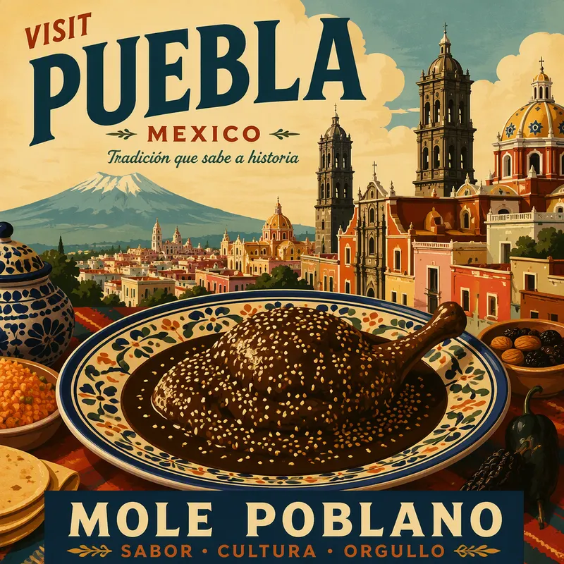 Perinteinen mole poblano -annos keraamisella lautasella
