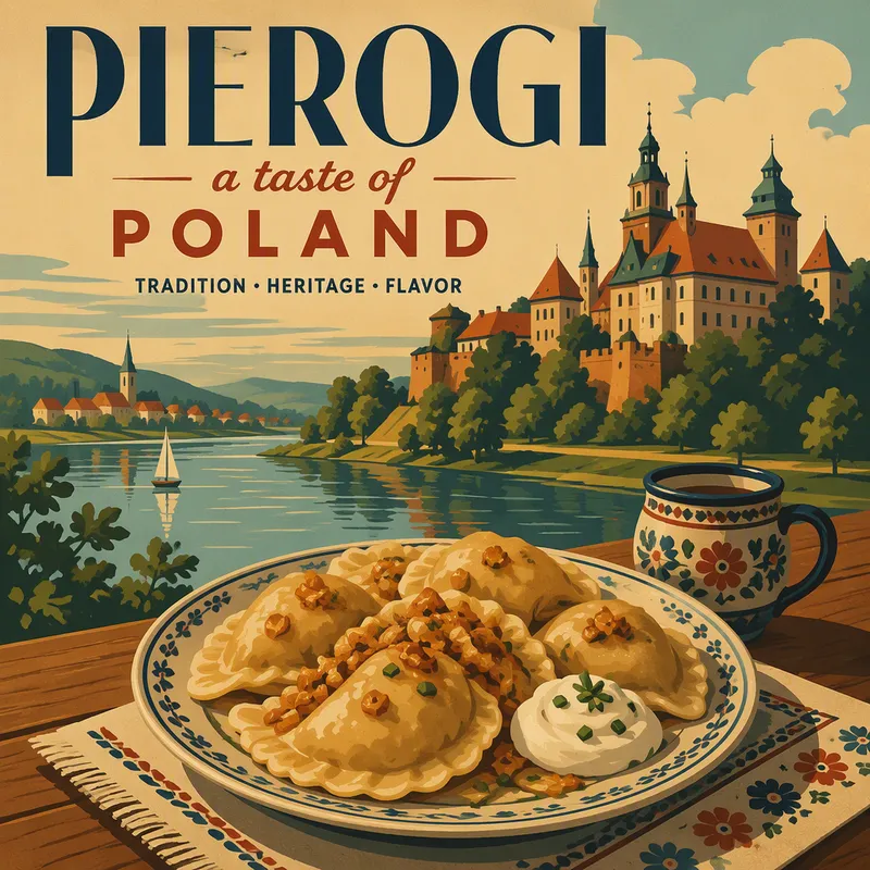 Perinteisiä puolalaisia pierogi-nyyttejä lautasella