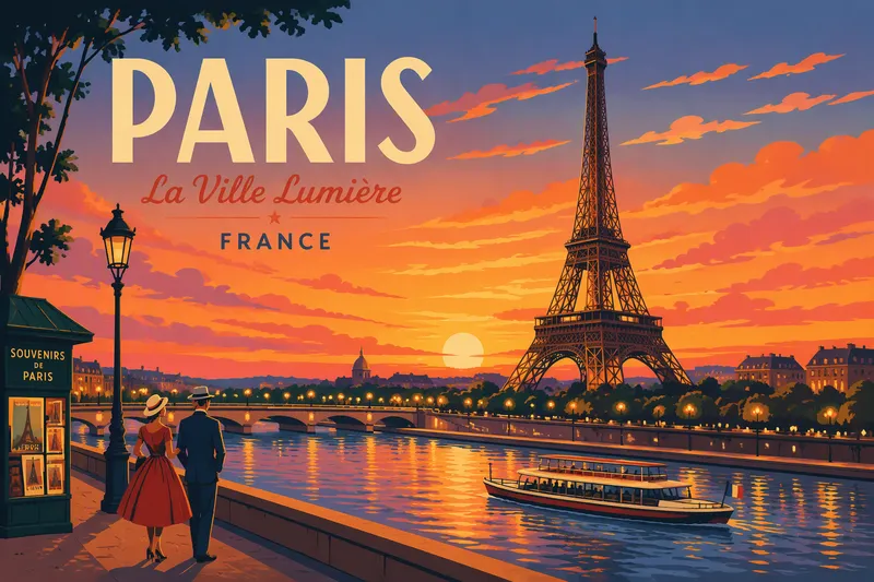 Eiffel-torni Pariisin yllä auringonlaskun aikaan Eiffel-torni Pariisin yllä auringonlaskun aikaan