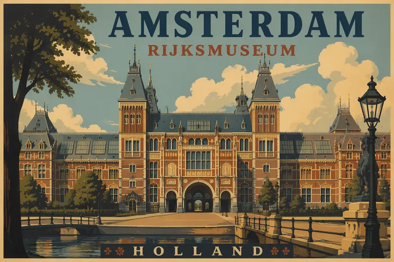Rijksmuseumin upea päärakennus Amsterdamissa
