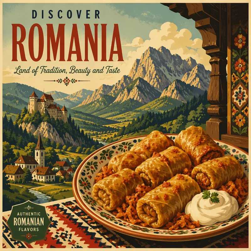 Perinteisiä romanialaisia kaalikääryleitä lautasella Perinteisiä romanialaisia kaalikääryleitä lautasella